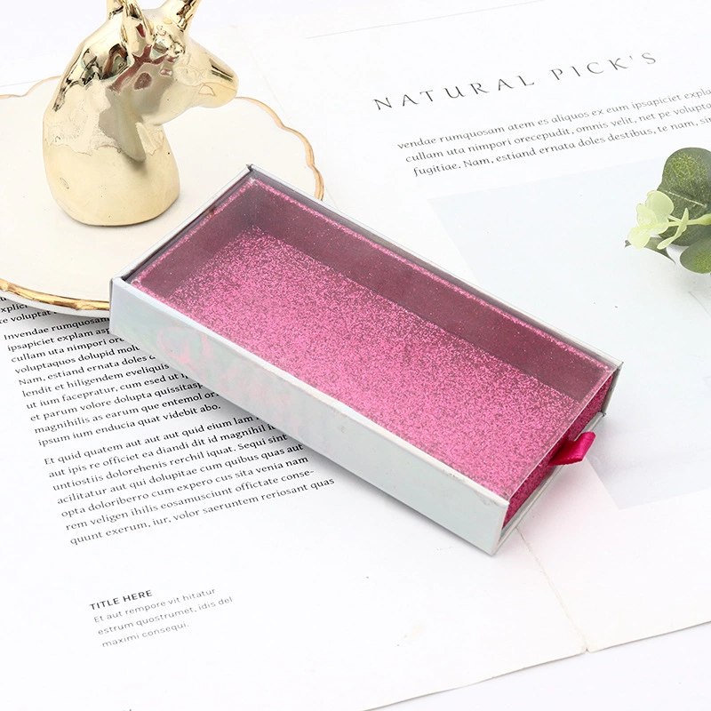 Customized False Eyelashes Drawer Box Fine Cardboard Box Rectangular Pull-out Gift Box with Transparent Outer Box