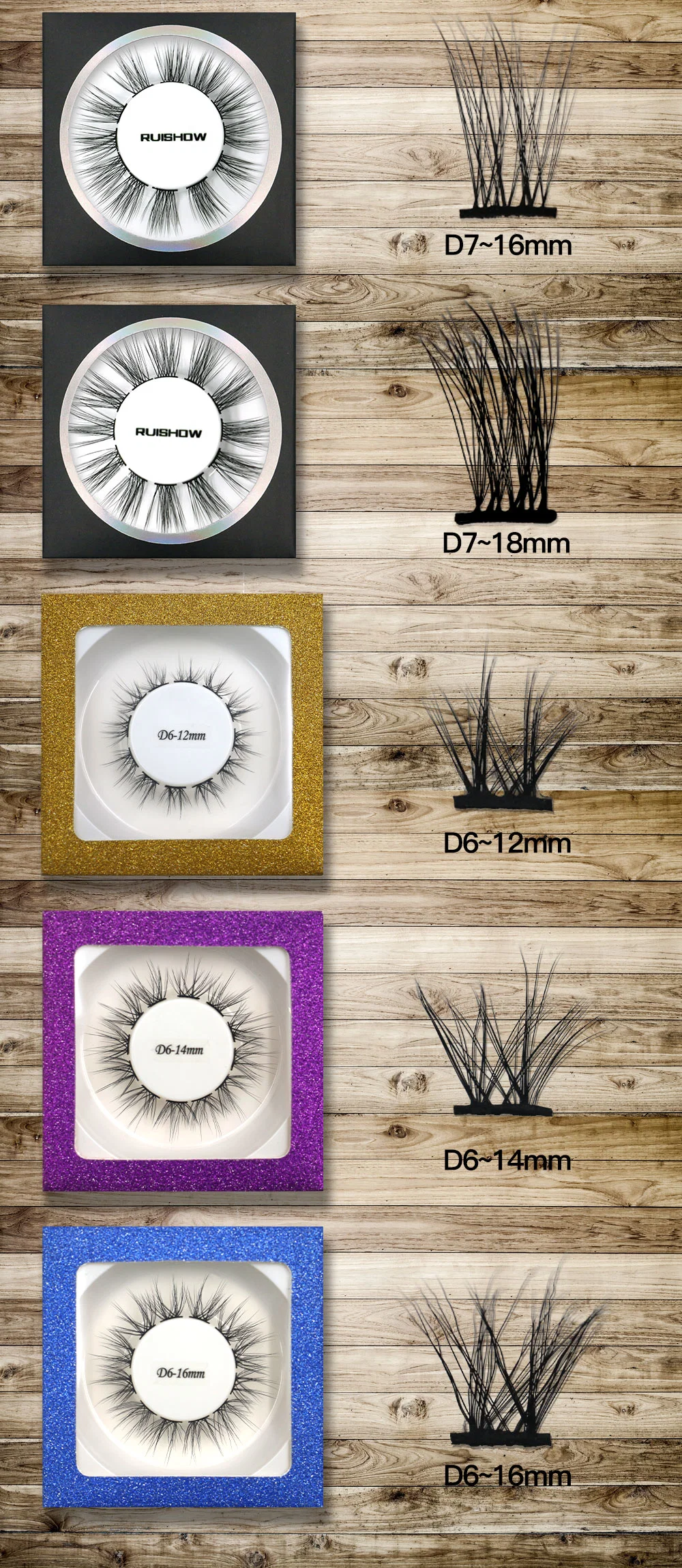 New Arrival 3D Effect Private Label Individual Cluster Natural DIY Pre-Cut Wispy Human Hair Lashes