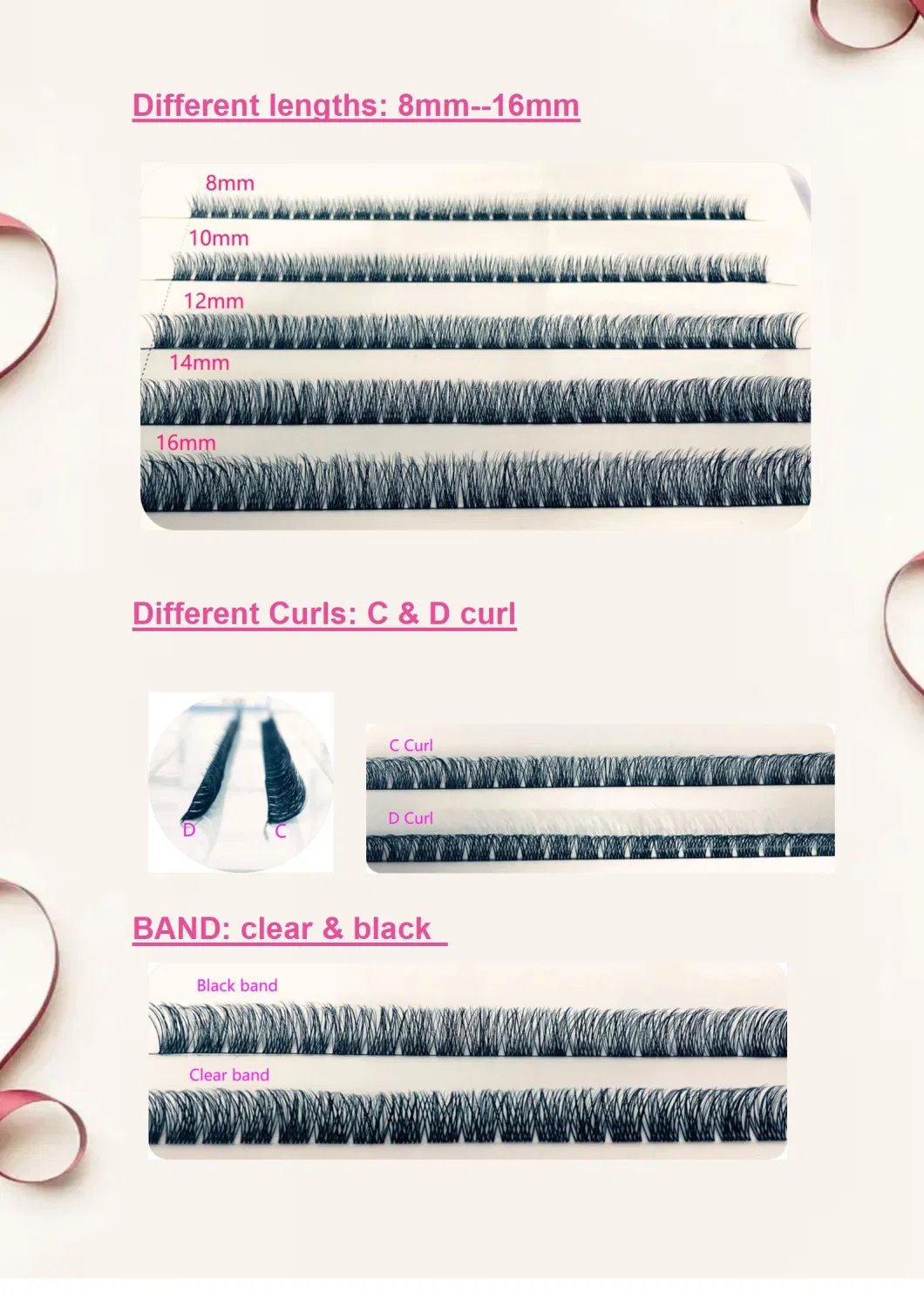 0.03mm Korean Silk Superfine Band Individual Eyelash Cluster Wispy DIY Lash Extensions Lash Ribbon Pre Cut Segments