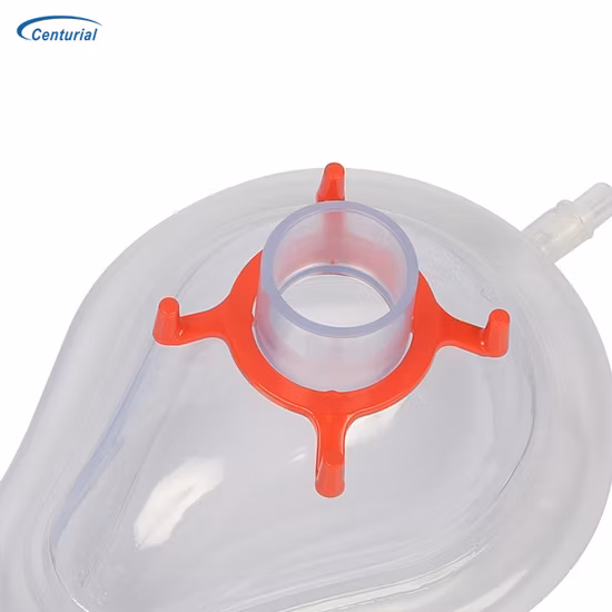 Standard-PVC-Anästhesiemaske mit buntem Haken zur einfachen Identifizierung